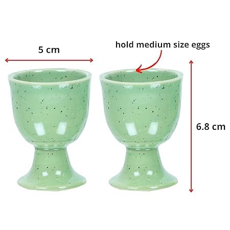 Qimacplus Elevate Your Breakfast Experience Soft Boiled Egg Holder Set Stylish Ceramic Egg Cups Perfect Housewarming Gift Set of 6 (Green Mat) - Image 5