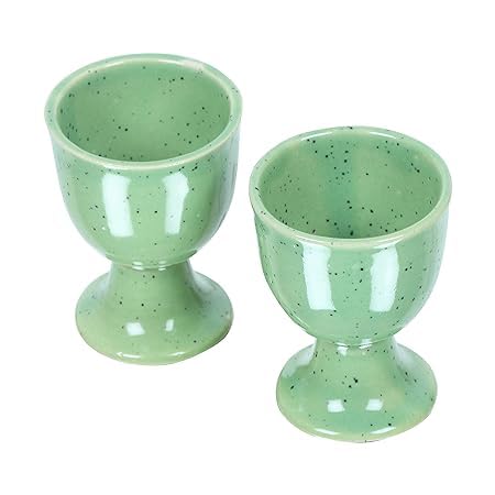 Qimacplus Elevate Your Breakfast Experience Soft Boiled Egg Holder Set Stylish Ceramic Egg Cups Perfect Housewarming Gift Set of 6 (Green Mat) - Image 3