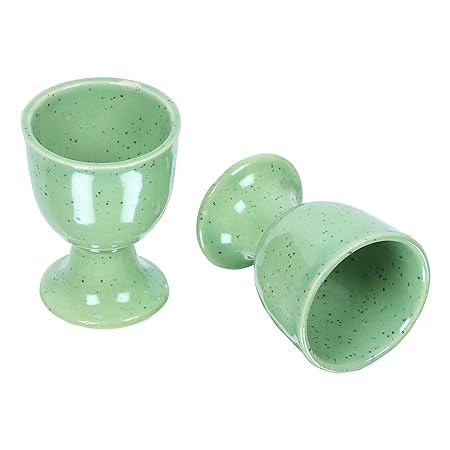 Qimacplus Elevate Your Breakfast Experience Soft Boiled Egg Holder Set Stylish Ceramic Egg Cups Perfect Housewarming Gift Set of 6 (Green Mat) - Image 4