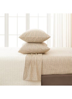 Great Bay Home Great Bay Home 4-Piece Stripe Printed Ultra-Soft Microfiber Sheet Set. Wrinkle Free, Comfortable, All-Season Bed Sheets. Evette Collection (Queen, Stripe - Taupe)  - Image 2