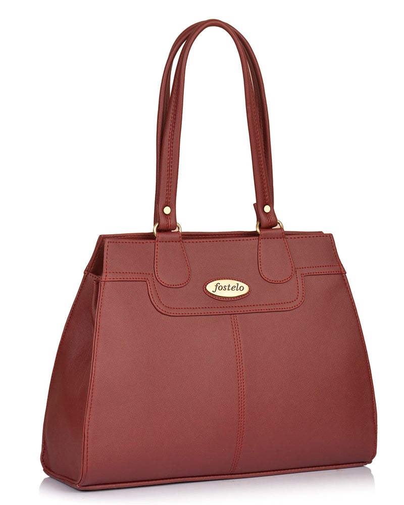 Fostelo Women's Kathleen Satchel Tote Handbag for Women | Ladies Purse | Stylish Shoulder Bag | Gift For Women | Maroon - Image 1