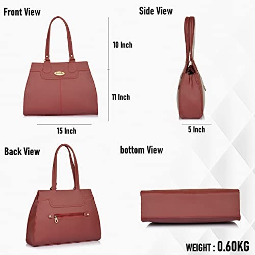 Fostelo Women's Kathleen Satchel Tote Handbag for Women | Ladies Purse | Stylish Shoulder Bag | Gift For Women | Maroon - Image 3