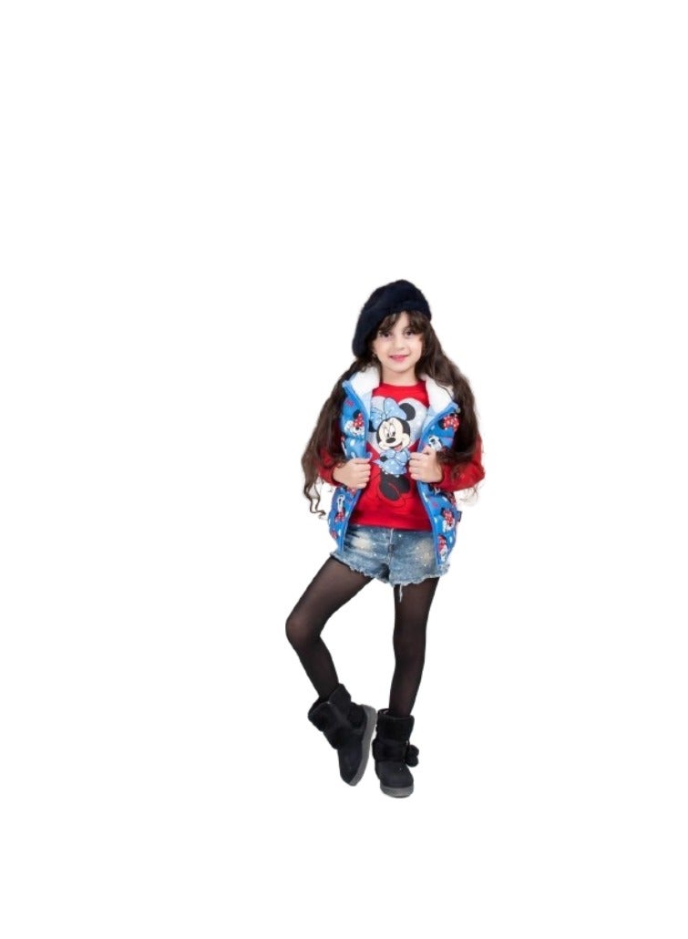 Sky blue vest and girls' sweatshirt with a drawing  - Image 1