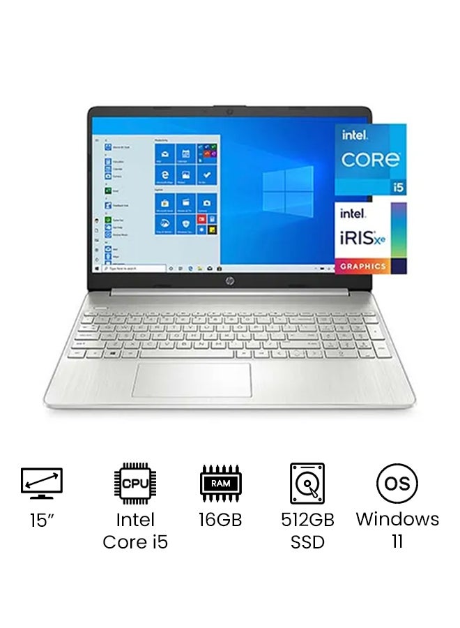 (نسخة مطورة) لابتوب 15-dy2095wm بشاشة Full HD 15.6 بوصة، معالج Core i5-1135G7 من الجيل الحادي عشر / 16GB RAM / 512GB SSD / رسومات Intel UHD / Windows 11 إنجليزي فضي