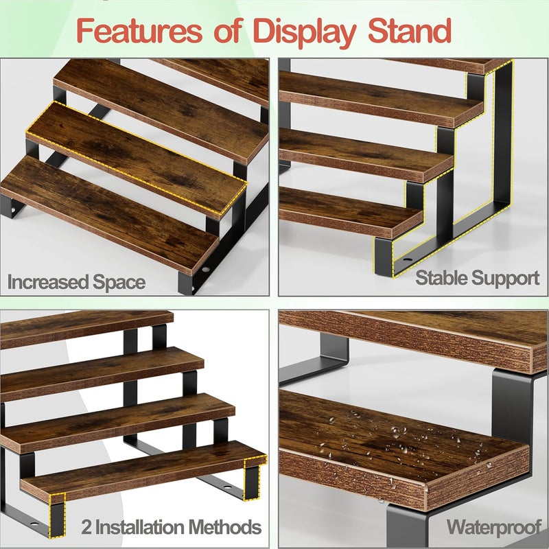 Boulphia Cologne Organizer for Men, 12 Inch Wood Cologne Stand 4 Tier Perfume Organizer for Dresser, Versatile Step Display Stand Shelf for Fragrance, Skincare, Figurine, Dessert, 1 Set Brown - Image 5