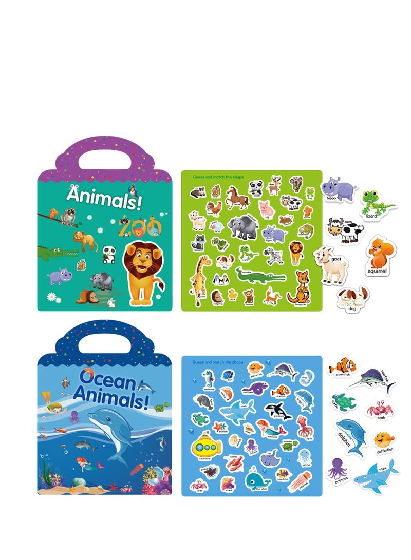 Sticker Books, 6Pcs Learning Stickers Activity Books, Toys for 1-5 Year Old Girls Boys, Learning Toys, with Dinosaur/Vehicles/Animal/Space/Oecean Animal/My Body, Gifts for Toddler Birthday - Image 2