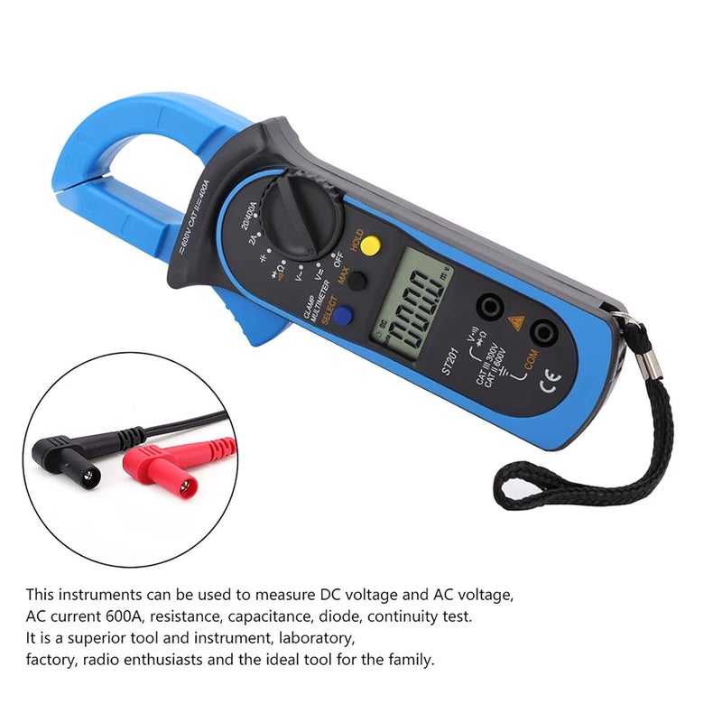 ST201 Digital Clamp Meter 4000 Counts Auto Ranging AC DC Voltage Current Tester Blue - Image 5