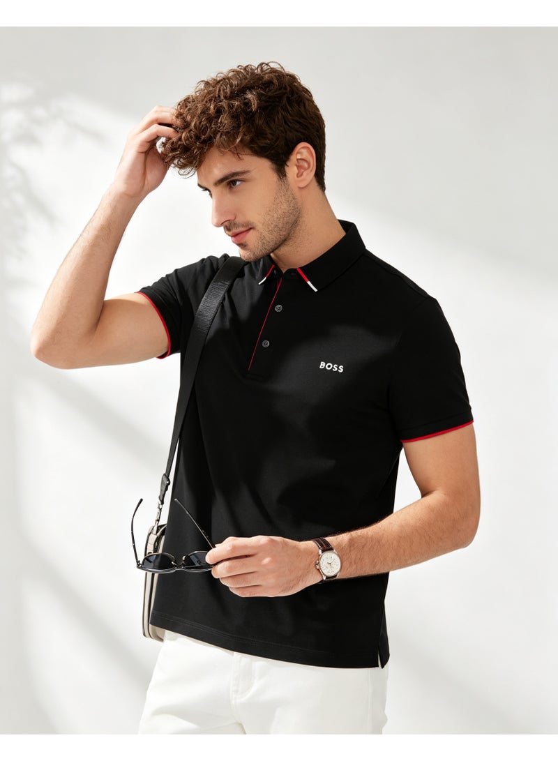 BOSS Men Short Sleeve All Occasion Versatile Smart Casual Polo Shirt Solid Black - Image 5