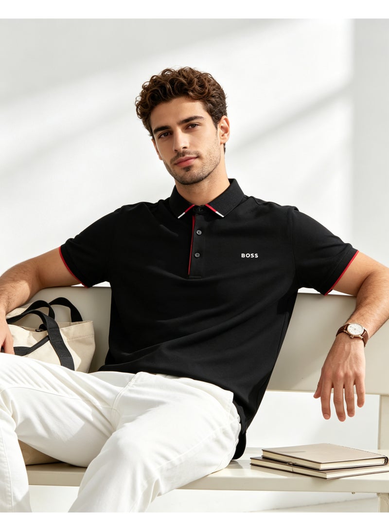 BOSS Men Short Sleeve All Occasion Versatile Smart Casual Polo Shirt Solid Black - Image 4