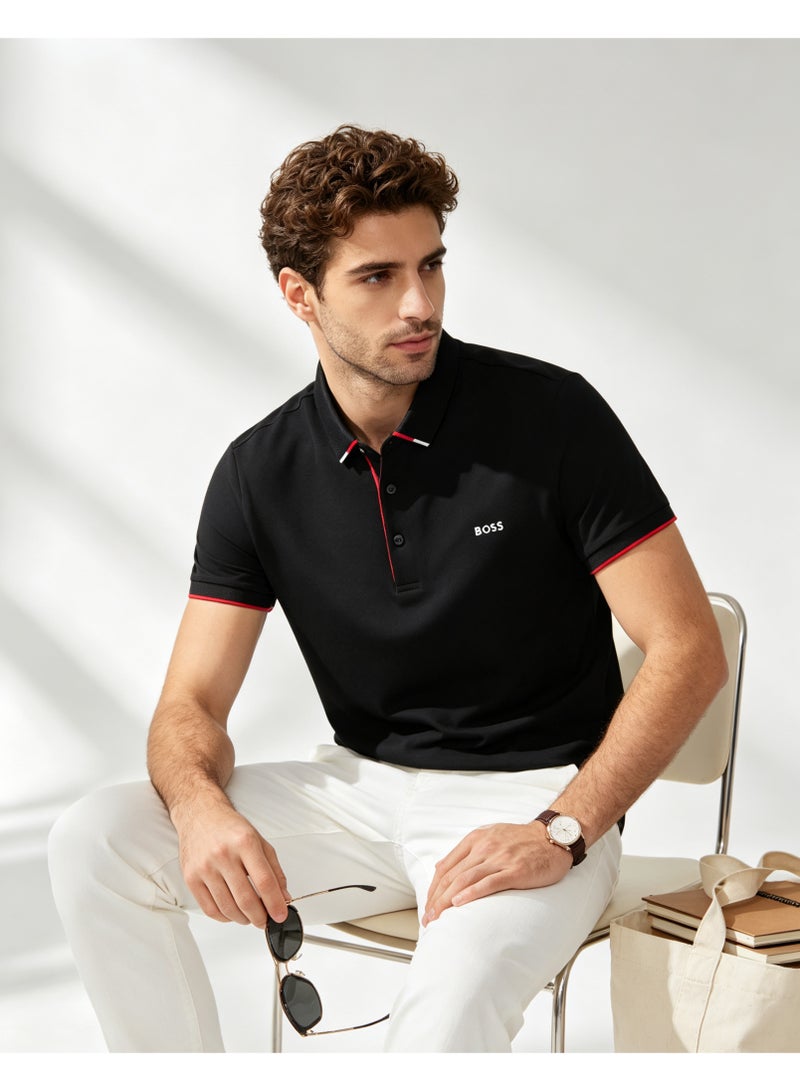 BOSS Men Short Sleeve All Occasion Versatile Smart Casual Polo Shirt Solid Black - Image 1