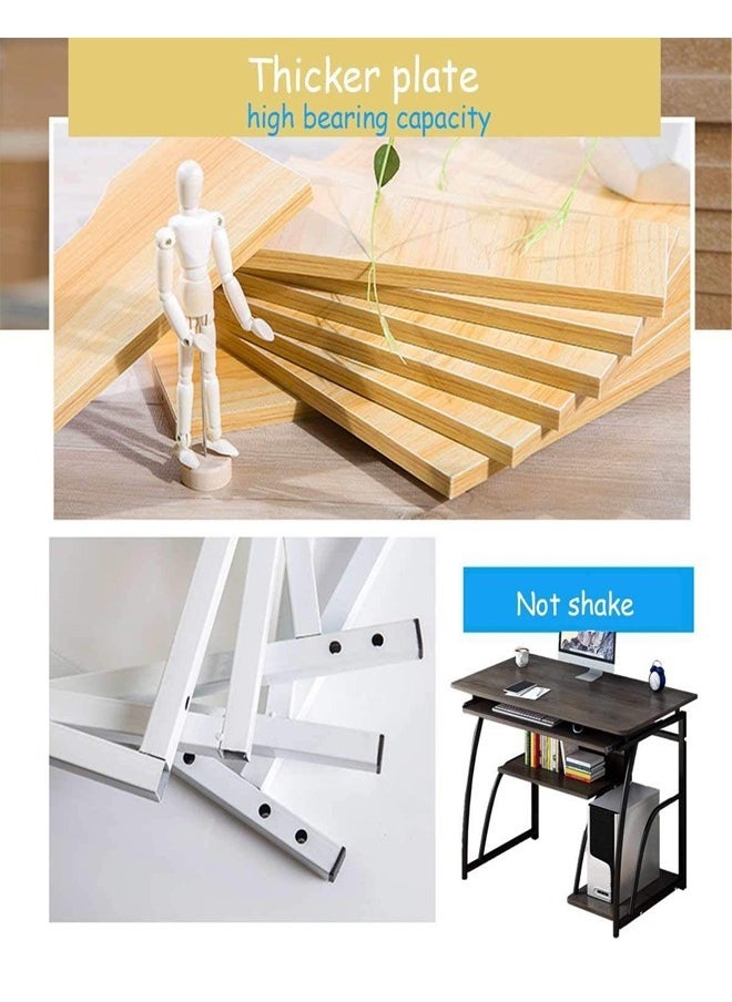fashionhome - Multifunction Study And Computer Desk Computer Table Working Laptop Desk Multiple Storage Shelves Bookshelf for Home Office Furniture 80x40x71 cm - Image 1