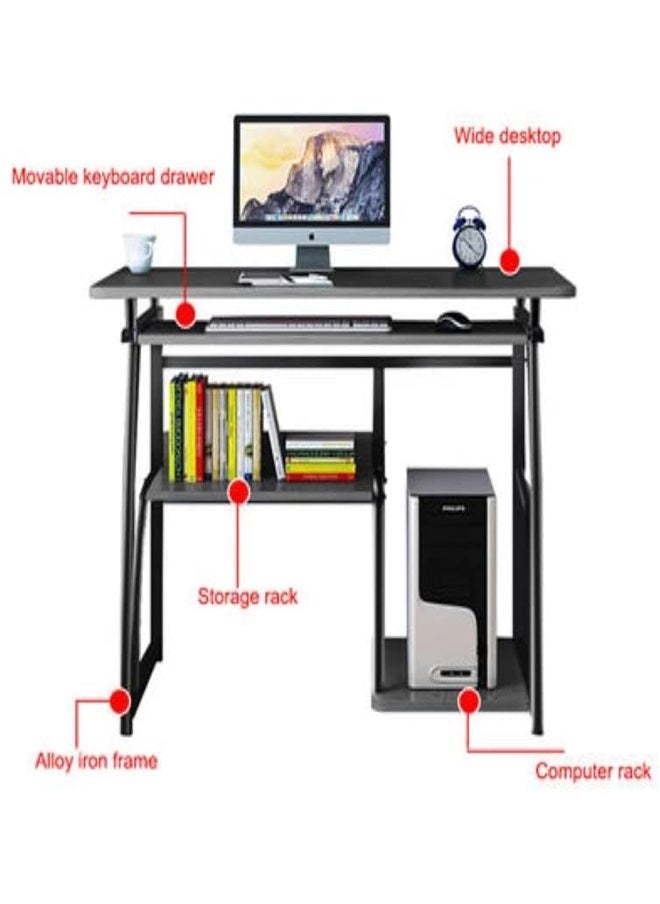 fashionhome - Multifunction Study And Computer Desk Computer Table Working Laptop Desk Multiple Storage Shelves Bookshelf for Home Office Furniture 80x40x71 cm - Image 1