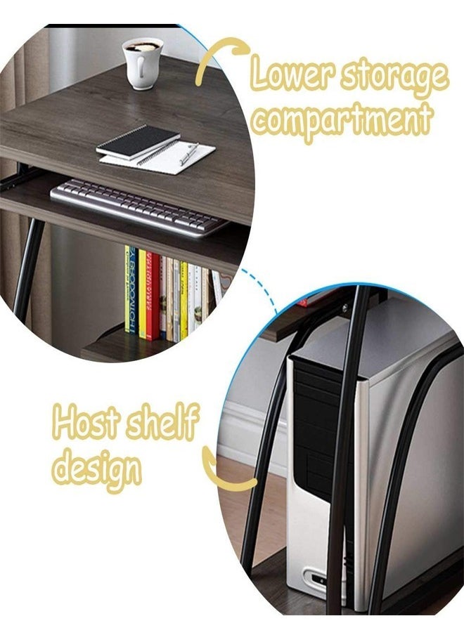 fashionhome - Multifunction Study And Computer Desk Computer Table Working Laptop Desk Multiple Storage Shelves Bookshelf for Home Office Furniture 80x40x71 cm - Image 1