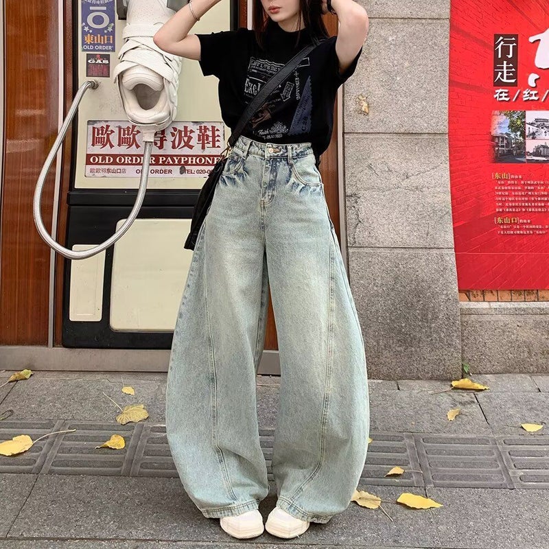 Unisex Street Dance Raw Deconstructed Wide Denim Jeans - Image 2
