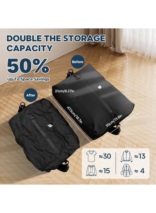 HiNADA Vacuum Bags for Travel Luggage with Wireless Pump, Travel Pack Vacuum Kit for Carry On Suitcases and Backpack, Vacuum Seal Packing cube for Cloth Packing (2PC + PUMP) - Image 2