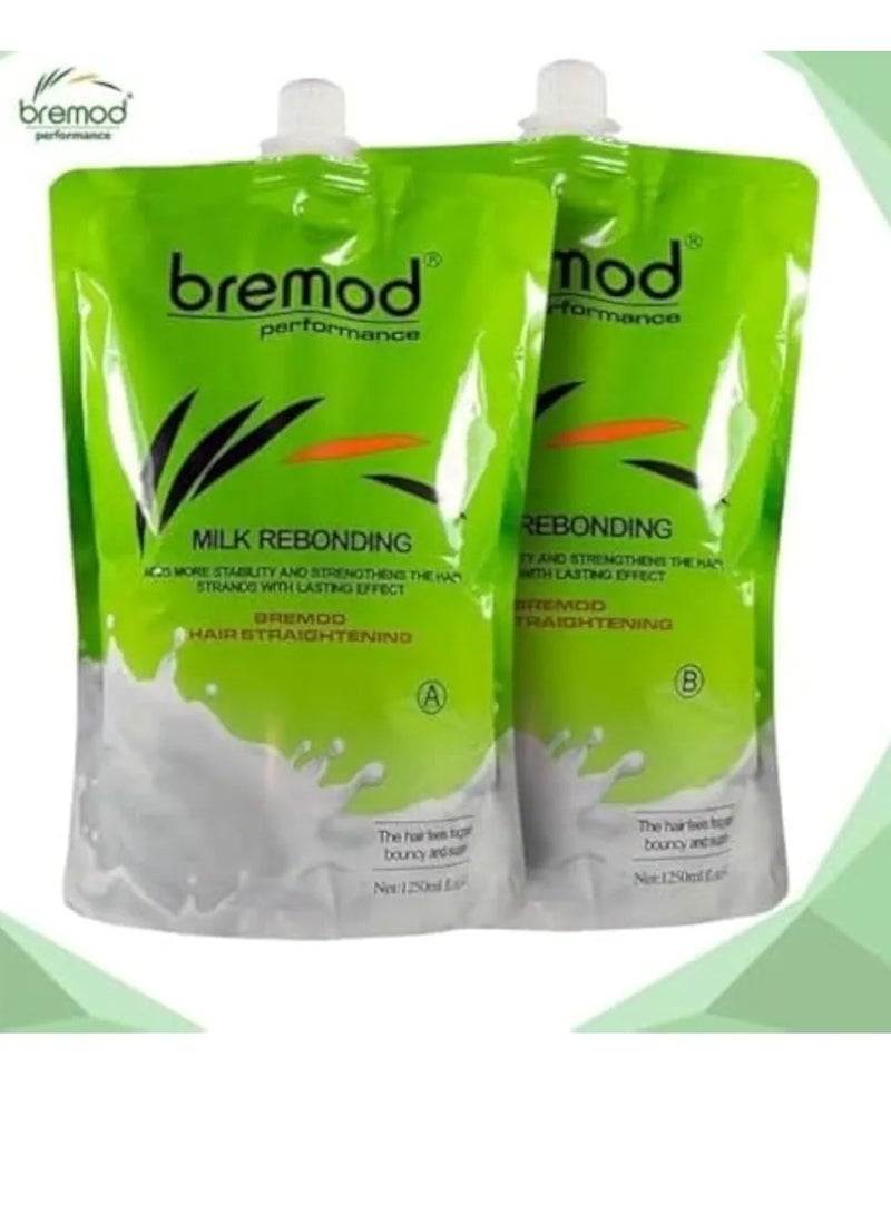 BREMOD Premod Milk Hair Reconstruction Kit (A + B) for straightening and neutralizing hair, long-lasting effect - Image 1