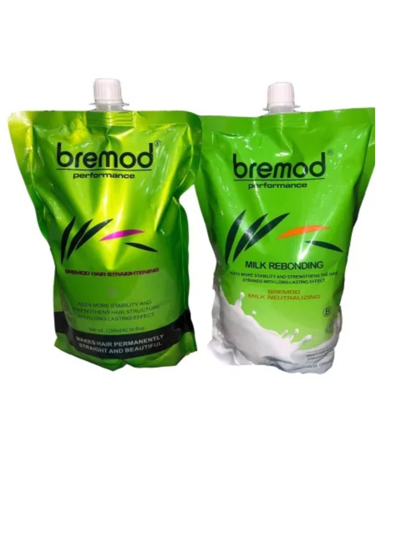 BREMOD Premod Milk Hair Reconstruction Kit (A + B) for straightening and neutralizing hair, long-lasting effect - Image 2