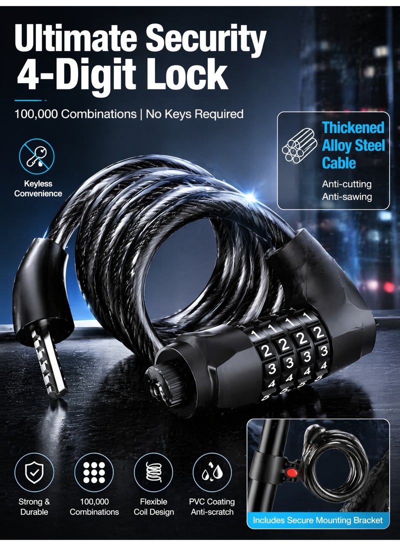 ITQAN RASEEL Heavy Duty Bike Chain Lock Waterproof Combination Code Anti Theft Cable Lock for Electric Bikes Scooters Outdoor Use - Image 3