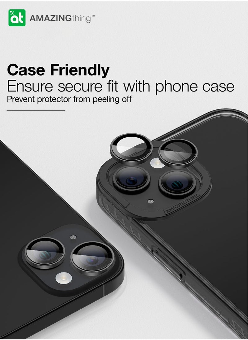 AMAZINGthing Supreme Tempered Glass for iPhone 15 and iPhone 15 PLUS Camera Lens Protector Aluminum AR Lens Defender - Black  - Image 5