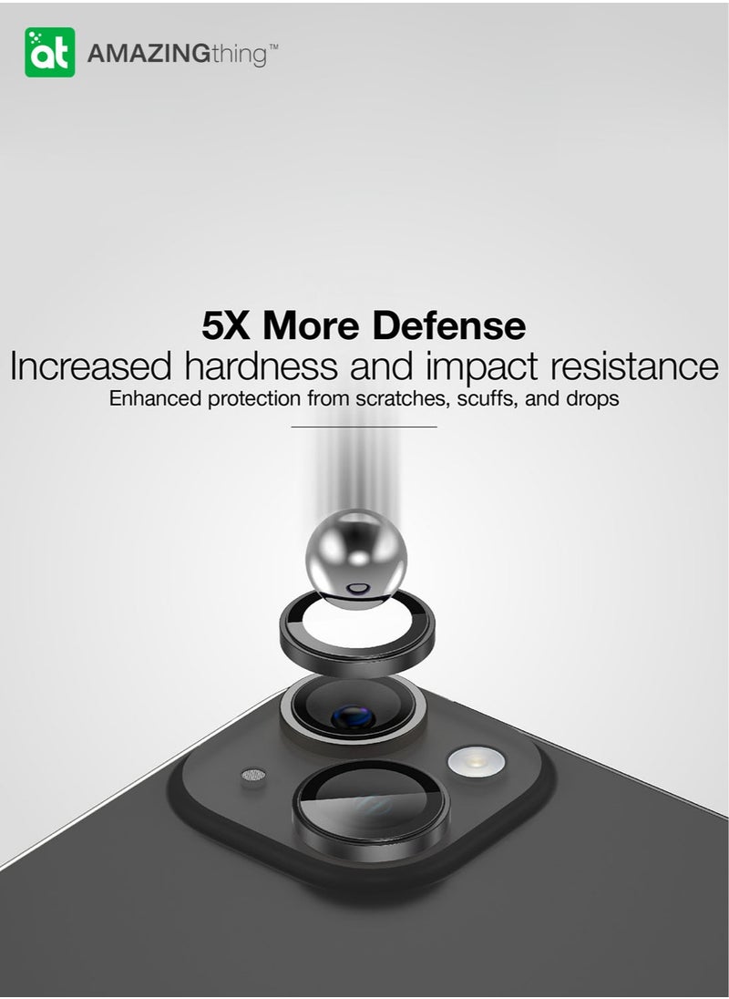 AMAZINGthing Supreme Tempered Glass for iPhone 15 and iPhone 15 PLUS Camera Lens Protector Aluminum AR Lens Defender - Black  - Image 3