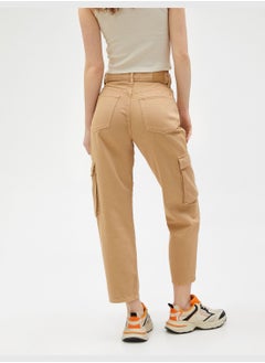 KOTON Straight Leg High Waist Cargo Trousers - Eve Jean  - Image 4