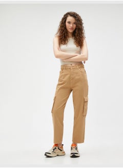 KOTON Straight Leg High Waist Cargo Trousers - Eve Jean  - Image 2