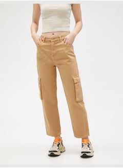 KOTON Straight Leg High Waist Cargo Trousers - Eve Jean  - Image 3