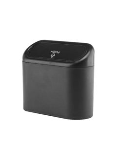 Huitich Compact Car Trash Can Dustbin with Door Side Hanging Design Black.  - Image 1