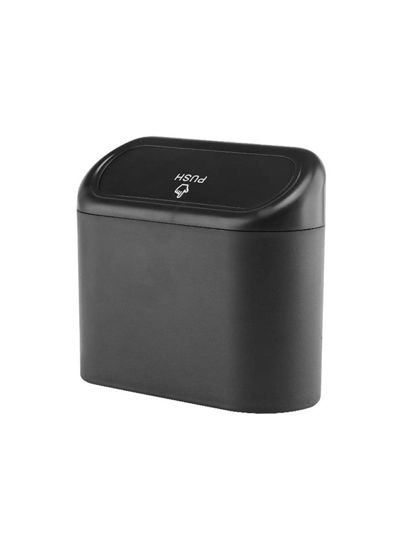 Huitich Compact Car Trash Can Dustbin with Door Side Hanging Design Black.  - Image 1