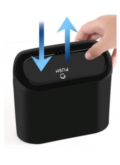 Huitich Compact Car Trash Can Dustbin with Door Side Hanging Design Black.  - Image 3