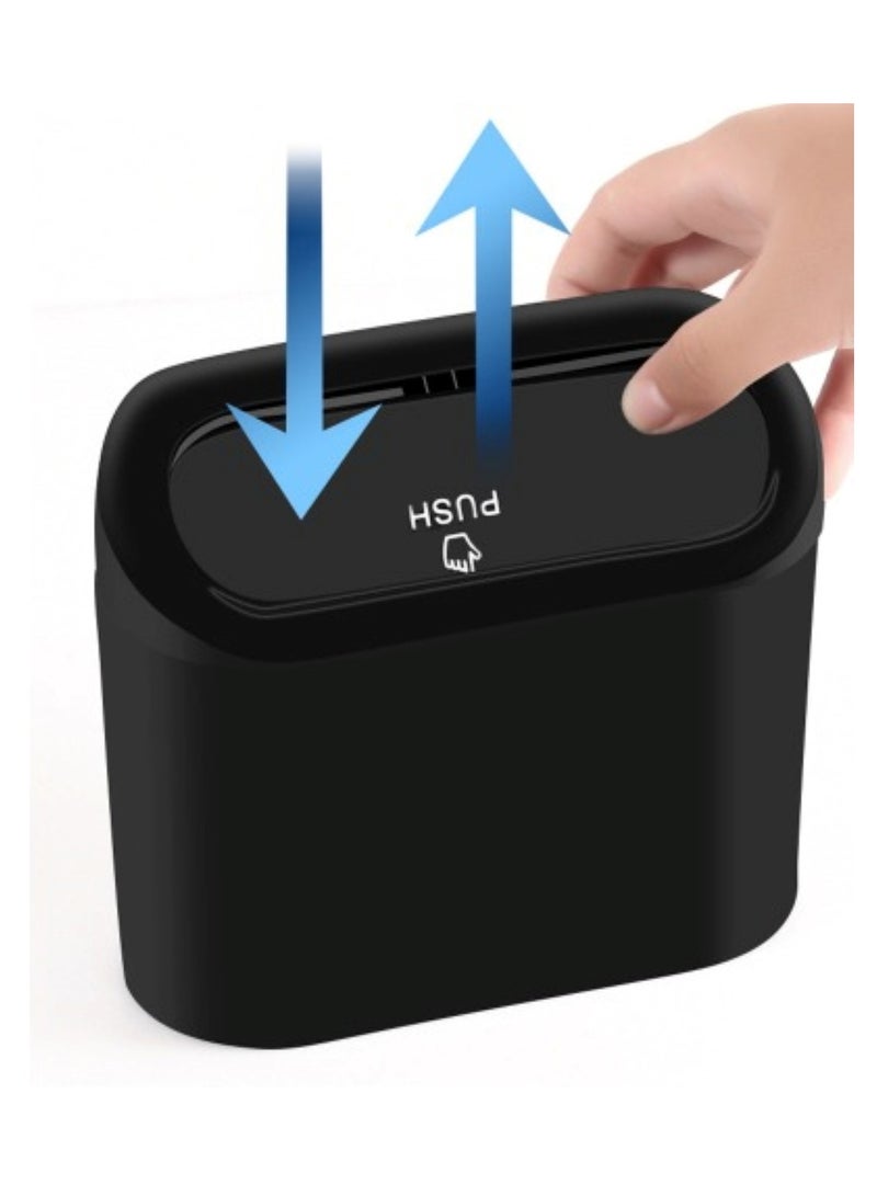 Huitich Compact Car Trash Can Dustbin with Door Side Hanging Design Black.  - Image 3