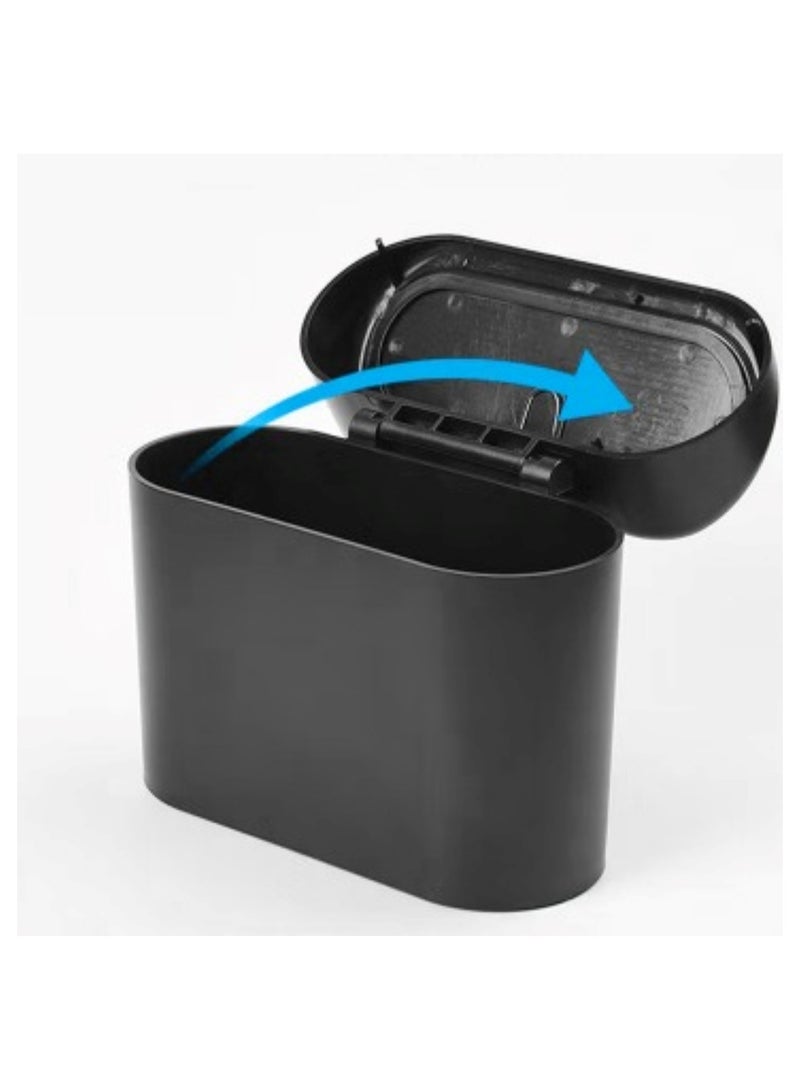 Huitich Compact Car Trash Can Dustbin with Door Side Hanging Design Black.  - Image 5