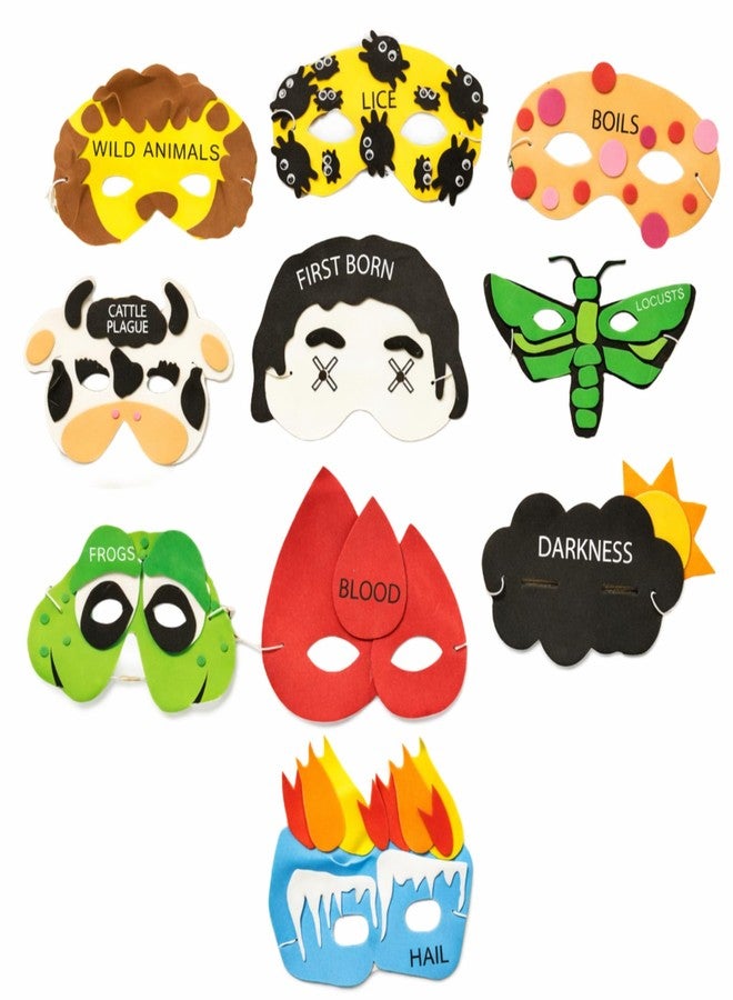 Rite Lite Passover 10 Plagues Masks Pesach Seder Judaica Hostess Gift Jewish Holiday Party Favor Goodie Bag Filler Educational Haggadah Storytelling Activity Set Hours of Fun! - Image 1