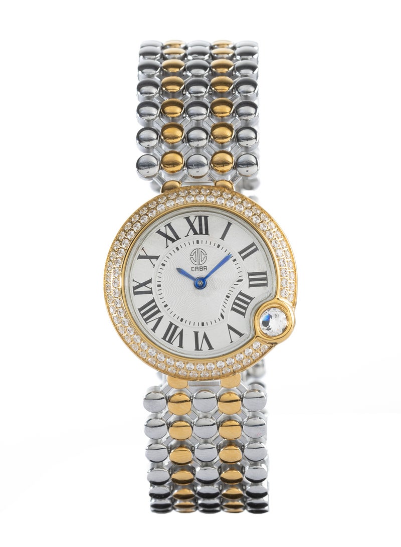 CABA Women's Watch, Elegant Design, Studded With Zircon Stones, Stainless Steel Bracelet, Waterproof, Gold&Silver - 3106912SLG-2 - Image 1