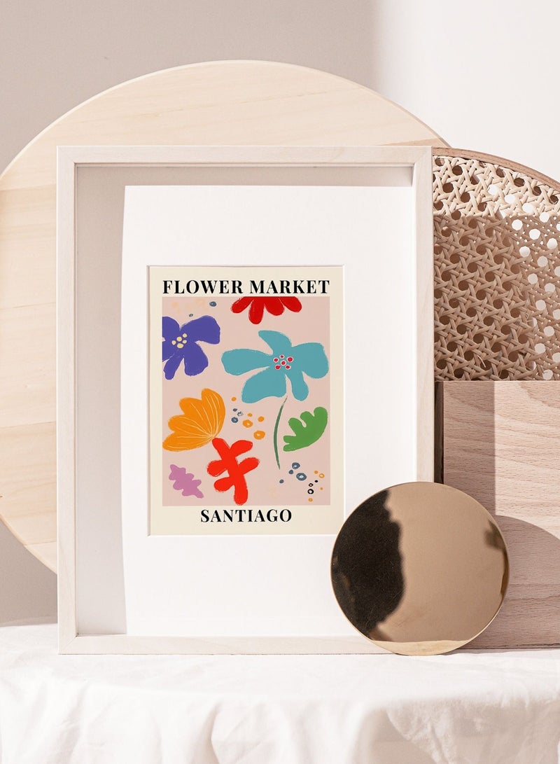 Boomah Accessories Flower Market Santiago Colorful Botanical Art Poster with Frame 30x40cm 