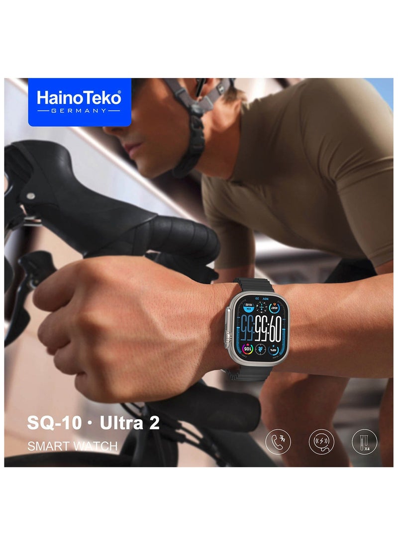 Haino Teko - Haino Teko SQ10 Ultra 2 AMOLED Display Smart Watch With 4 Pair Strap and Wireless Charger for Gents and Boys Silver - Image 1