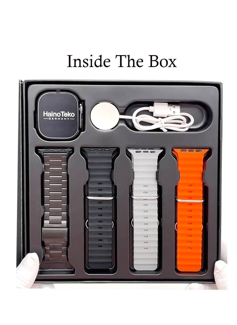 Haino Teko - Haino Teko SQ10 Ultra 2 AMOLED Display Smart Watch With 4 Pair Strap and Wireless Charger for Gents and Boys Silver - Image 1