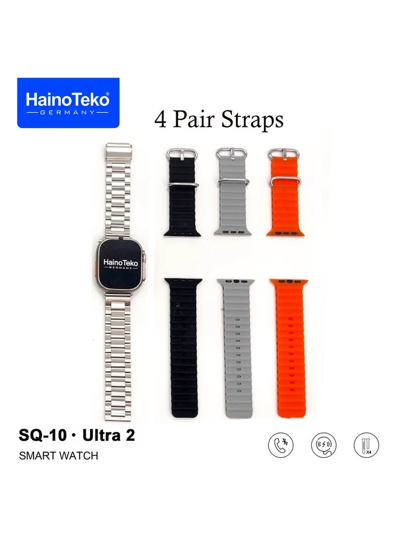 Haino Teko - Haino Teko SQ10 Ultra 2 AMOLED Display Smart Watch With 4 Pair Strap and Wireless Charger for Gents and Boys Silver - Image 1