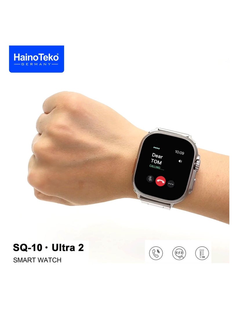 Haino Teko - Haino Teko SQ10 Ultra 2 AMOLED Display Smart Watch With 4 Pair Strap and Wireless Charger for Gents and Boys Silver - Image 1