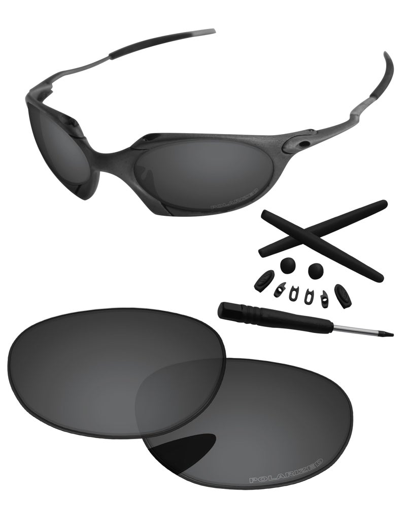 PapaViva Replacement Lenses for Oakley Romeo 1 Sunglass Solid Black Polarized - Image 2