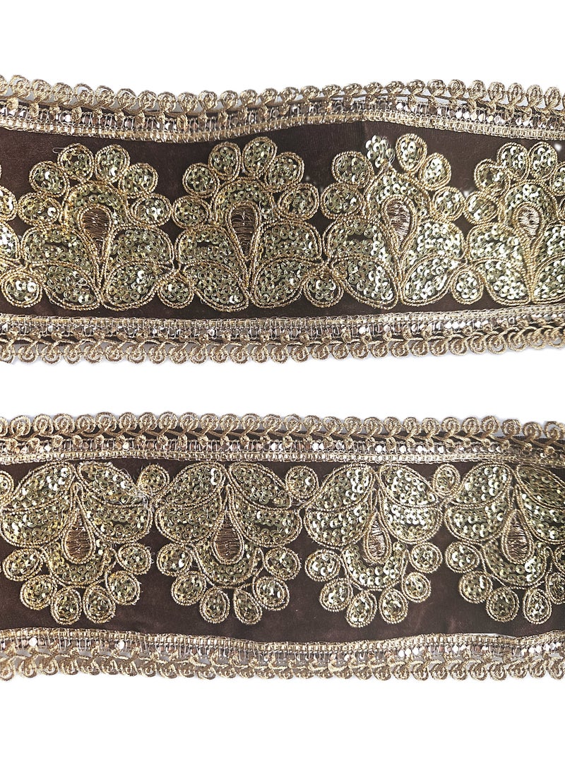 Magnificent Brown & Gold, 10 yards, Sewing Lace Trim - Image 1