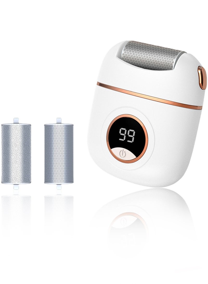 Generic Electric Foot File Callus Remover for Men & Women – Stainless Steel Grinding Head, Rechargeable with 2 Speeds, LED Light, Long Battery Life, Removable Heads for Easy Cleaning, 2 Grinding Heads for Pedicure and Foot Care(White)  - Image 1