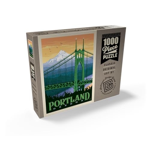 MyPuzzle.com MyPuzzle Portland Oregon St Johns Bridge Vintage Poster Premium 1000 Piece Jigsaw Puzzle for Adults - Image 5