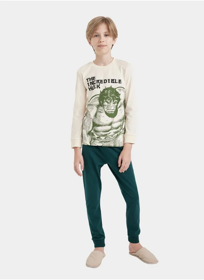 ديفاكتو Marvel Graphic Print Long-Sleeve T-Shirt & Pyjama Set