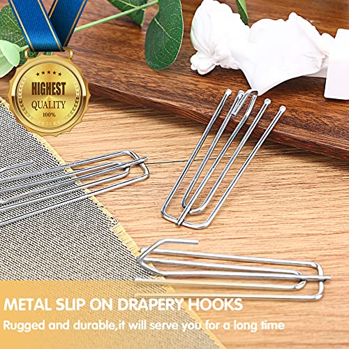 Aageme 60PCS Stainless Steel Drapery Hook and Pin for Pleated Drapes 4 Prongs Pinch Pleat Clips Traverse Pleater 4 End Curtain Hangers for Window Door Bathroom Curtain - Image 2