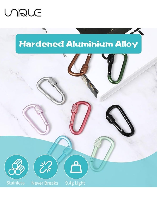 Unique 8 Pcs Locking Carabiner, D-Ring Locking Carabiner Keychain Clip, Snap Hook Sport Accessories for Outdoor Camping Hiking Keychain Dog Leash - Image 4