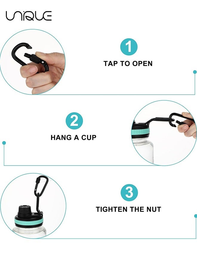 Unique 8 Pcs Locking Carabiner, D-Ring Locking Carabiner Keychain Clip, Snap Hook Sport Accessories for Outdoor Camping Hiking Keychain Dog Leash - Image 5
