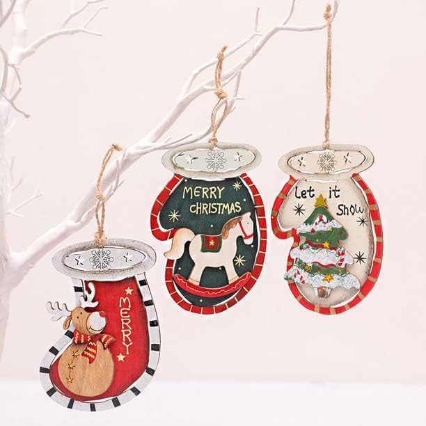 MPS MY PARTY SUPPLIERS MPS My Party Suppliers Set of 4 Christmas Socks Hanging Ornaments Christmas Tree Decorations Items Santa Claus Toys Merry Christmas Santa Props Christmas Hanging Wooden Socks Decoration Ideas - Image 4