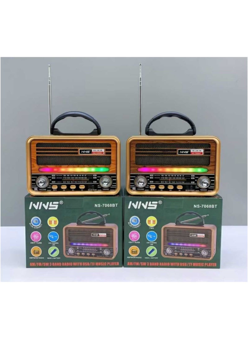 AM/FM/SW 3-Band Portable Radio: Wooden Retro Vintage Radios, Rechargeable Battery Operated, Handheld, for Outdoor Picnic Beach Camping, Supports Bluetooth TF Card USB MP3 Player  - Image 4