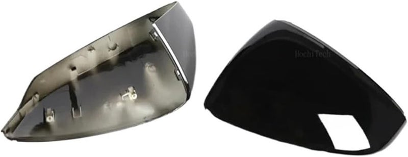 متوافق مع أودي A3 A3L 2021 2024 غطاء مرآة الرؤية الخلفية الخارجية هيكل لامع أسود زوج - Image 3